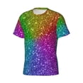 thumbnail image 5 of Qekee Colorful Glitter Classic Fit T-Shirt Men's Shirt Men's Tight Short Sleeves for Exercise, Running, Mountaineering - Colorful Glitter, 5 of 9