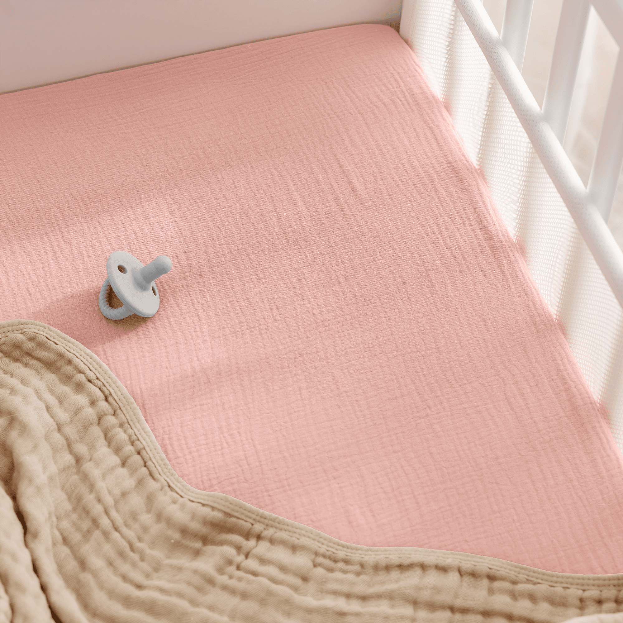 Comfy Cubs Muslin Fitted Bassinet Crib Sheet, Extra Soft 100% Muslin Cotton Bassinet Sheets (Lace Pink)