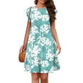 thumbnail image 1 of Pop Seller Summer Beach Dress For Women Casual Round Neck Tunic Ruffle Short Sleeve A-Line Tiered Babydoll Dress Flowy Mini Dress Light Blue 2XL, 1 of 7