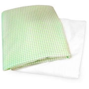Seed Sprout Basics 2-Pack Crib and Toddler Sheet Sets, Green Apple Gingham and White