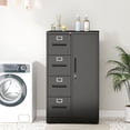 thumbnail image 4 of S-HOME Modern Metal Vertical Filing Cabinet with 4 Drawers, Locking System and Storage for Home and Office Storage, Black, 4 of 16