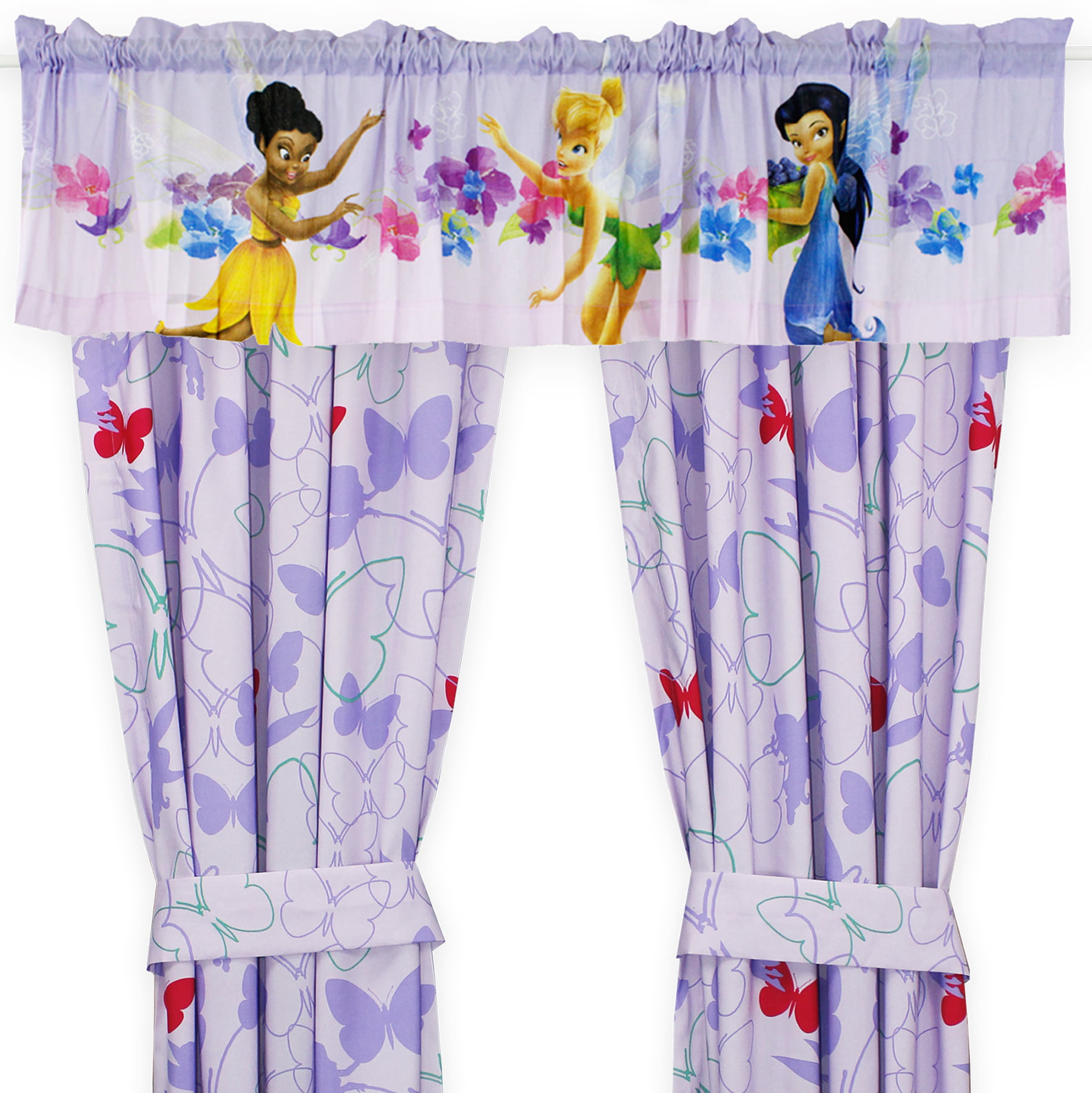 Disney Princess Tinkerbell Lavender Fabric Shower Curtain & Hooks Set Campanita 