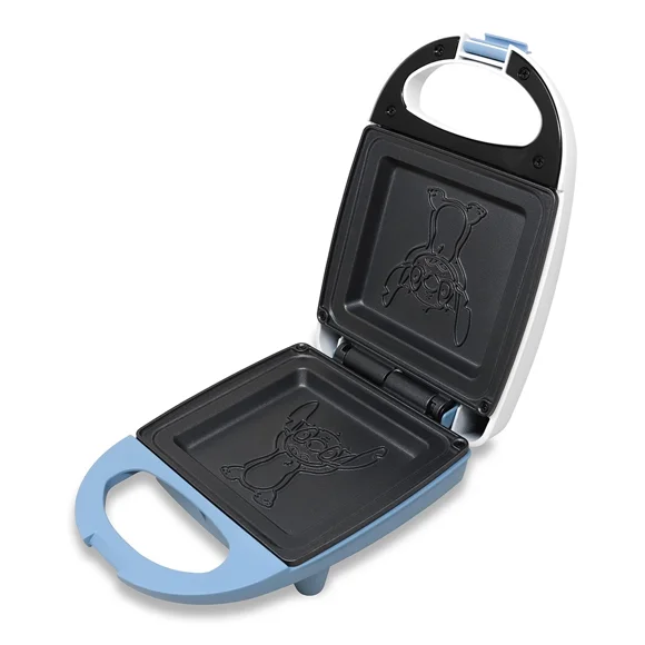 Sandwichera Eléctrica Disney ST-SW de Acero Inoxidable, Placas Antiadherentes, Temperatura Ajustable, Luces Indicadoras, Seguro Frontal, Ideal para Sándwiches y Desayunos.