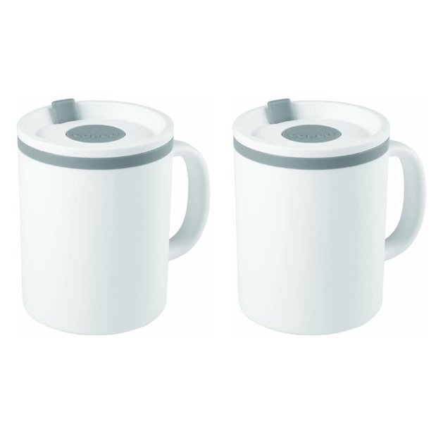 Copco Iconic 16 oz Desk Mug, Gray/White, 2 Pack