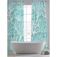 thumbnail image 5 of Summer Gradient Sheer Curtains 84 Inch Long 2 Panels, Teal Ocean Coral Coastal Light Filtering Rod Pocket Curtains, Sheer Voile Drapes for Living Room Bedroom, 52"x84", 5 of 8