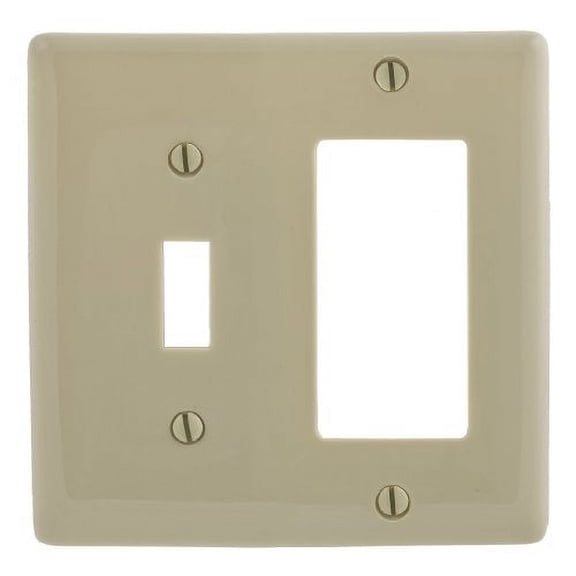 Hubbell NPJ126I Ivory Mid-Size Combination Two Gang One Toggle One Decorator Wall Plate