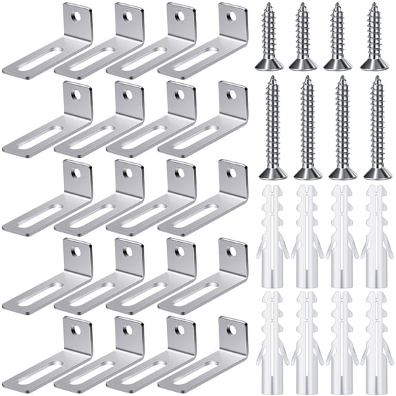 Lsupdaol 1.26" x 0.47" 1.26 in Thick Metal Easy Installation L-Shaped Hardware Brackets White with 20 Pieces of L Shaped Hanger Supports 20 Piece
