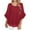 Red, variant on Chbgutlmr 3/4 Length Sleeve Womens Tops Ruffle Double Layer Casual Blouses Solid Color Crewneck Flowy Tops