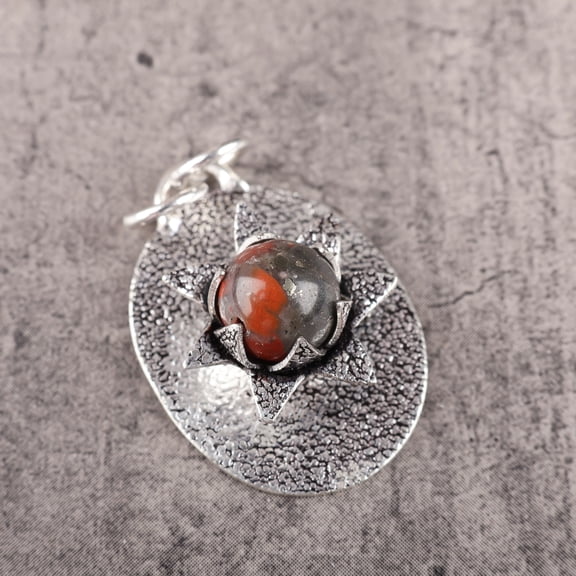 Red Bloodstone Pendant 925 Sterling Silver Jewelry