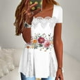 thumbnail image 1 of Weiqiqre Spring Tops for Women Spring Summer Tunics Tops Short Sleeve Shirts Flowy Lace Tops Wrinkle Free Blouses, 1 of 7