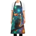 thumbnail image 5 of Kitchen Apron with 2 Pockets Adjustable waterproof Cooking Aprons for Women Men Chef Owl on Branch with Colorful Star, 5 of 7