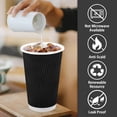 thumbnail image 5 of Lamosi 16 oz Paper Cups with Lids,Disposable Insulated to Go Cup,Ripple Double Wall,Black 100 Count, 5 of 10