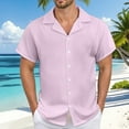 thumbnail image 3 of Men's Casual Linen Shirt - Cuban Collar, Button Down, Breathable Material, Perfect for Summer & Vacation, 3 of 5