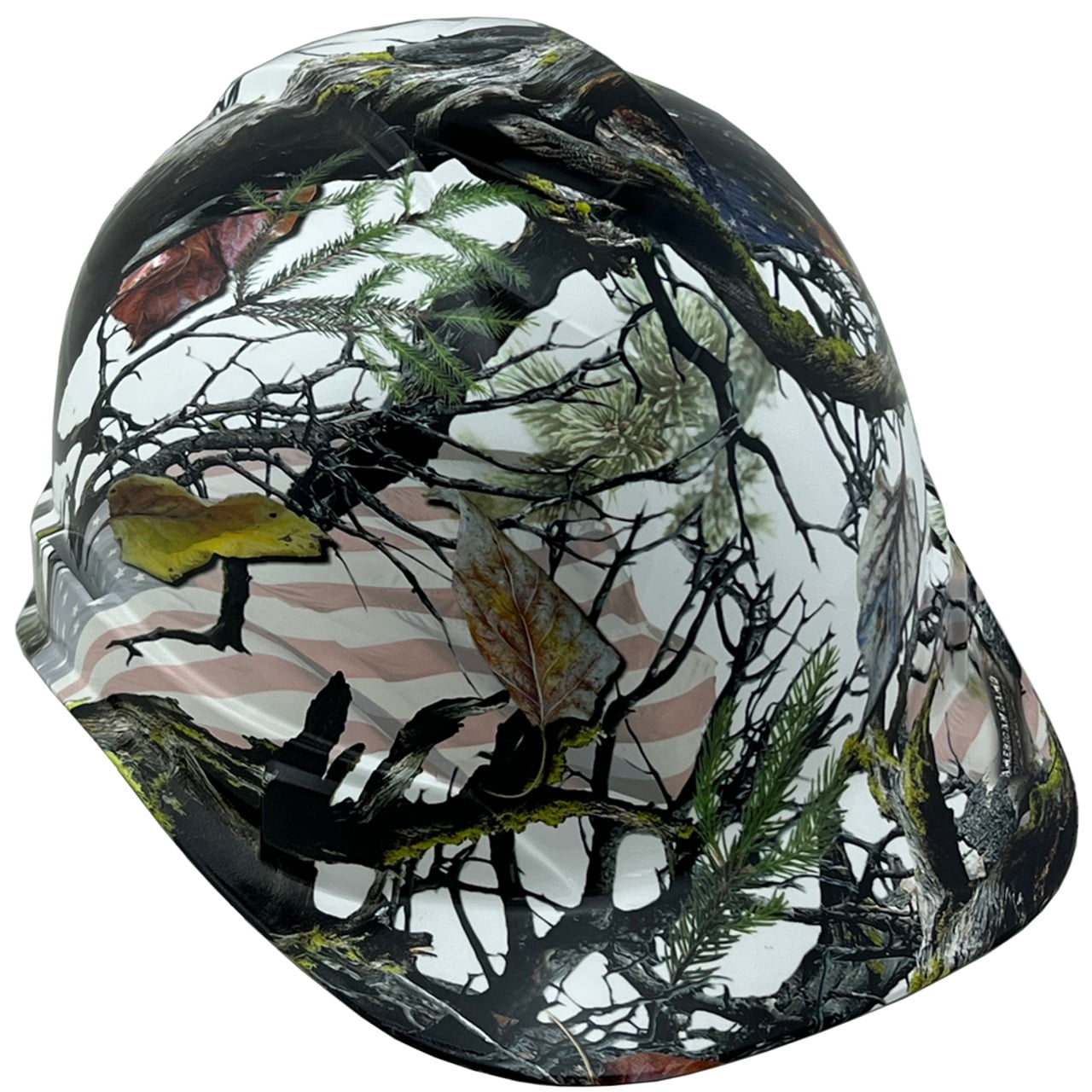 American Flag Camo Hydro Dipped Hard Hats Cap Style with 4 Pt Suspension