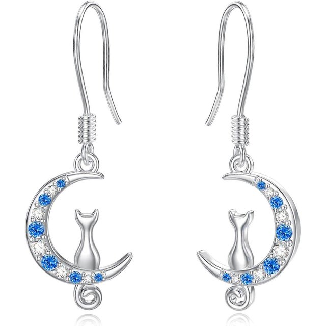 S925 Silver Lovely Cat Earrings Animal Charm Earrings Stud Earrings For Women Cat Lovers