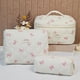 thumbnail image 5 of Bolsa de cosméticos de gran capacidad con estampado floral y doble cremallera. Organizador de maquillaje de viaje para guardar artículos de aseo y papelería, 5 of 6