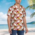 thumbnail image 3 of Sikiie Santa Claus bells Snowman Print Men's Hawaiian Shirt, Summer Beach Button Pocket Short Sleeve T-Shirt,3X-Large, 3 of 7