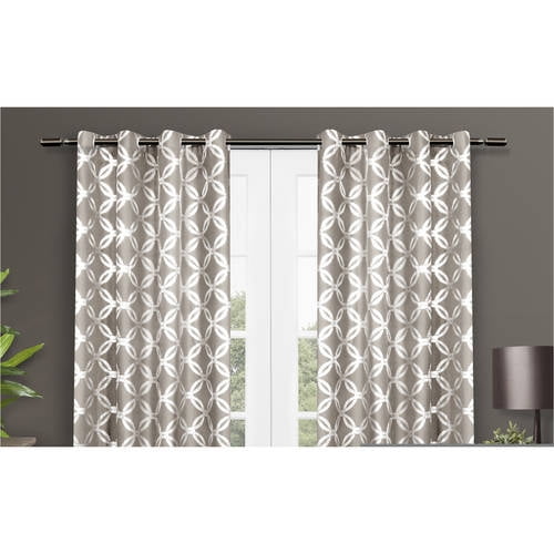 54x63 Exclusive Home Curtains Modo Metallic Geometric Light Filtering Grommet Top Curtain Panel Pair Winter White