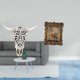 thumbnail image 2 of Escultura tribal de cabeza de toro y marco de fotos floral tallado a mano, arte colgante de pared para oficina, , dormitorio, decoración, 2 of 8