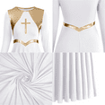 thumbnail image 4 of IDOPIP Women's Liturgical Praise Dance Dress Metallic Cross Lyrical Dancewear Robe Worship Costume, 4 of 7