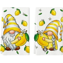 Gnomes Lemons Summer Kitchen Towels Dish Towels, 18x26 Inch Seasonal Holiday Decoration Hand Towels Set of 2