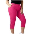 thumbnail image 3 of Oksale Capri Pants for Women Plus Size Stretch Yoga Pants with Pockets Slim Soft Cotton Tights Mositure Wicking Workout Leggings Hot Pink 4XL, 3 of 7