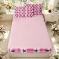 thumbnail image 4 of Manfei Modern Checkered Zipper Twin Comforter Sets with Fitted Sheet and 2 Pillowcases,Minimalist Polka Dot Zipper Bedding Set,Pink White,Pink Reversible,4pcs, 4 of 8