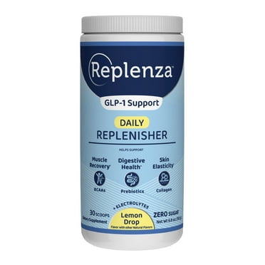 Replenza GLP-1 Support, Daily Replenisher, Supports Muscle Recovery, Digestive Health, Lemon Drop, 15 Servings