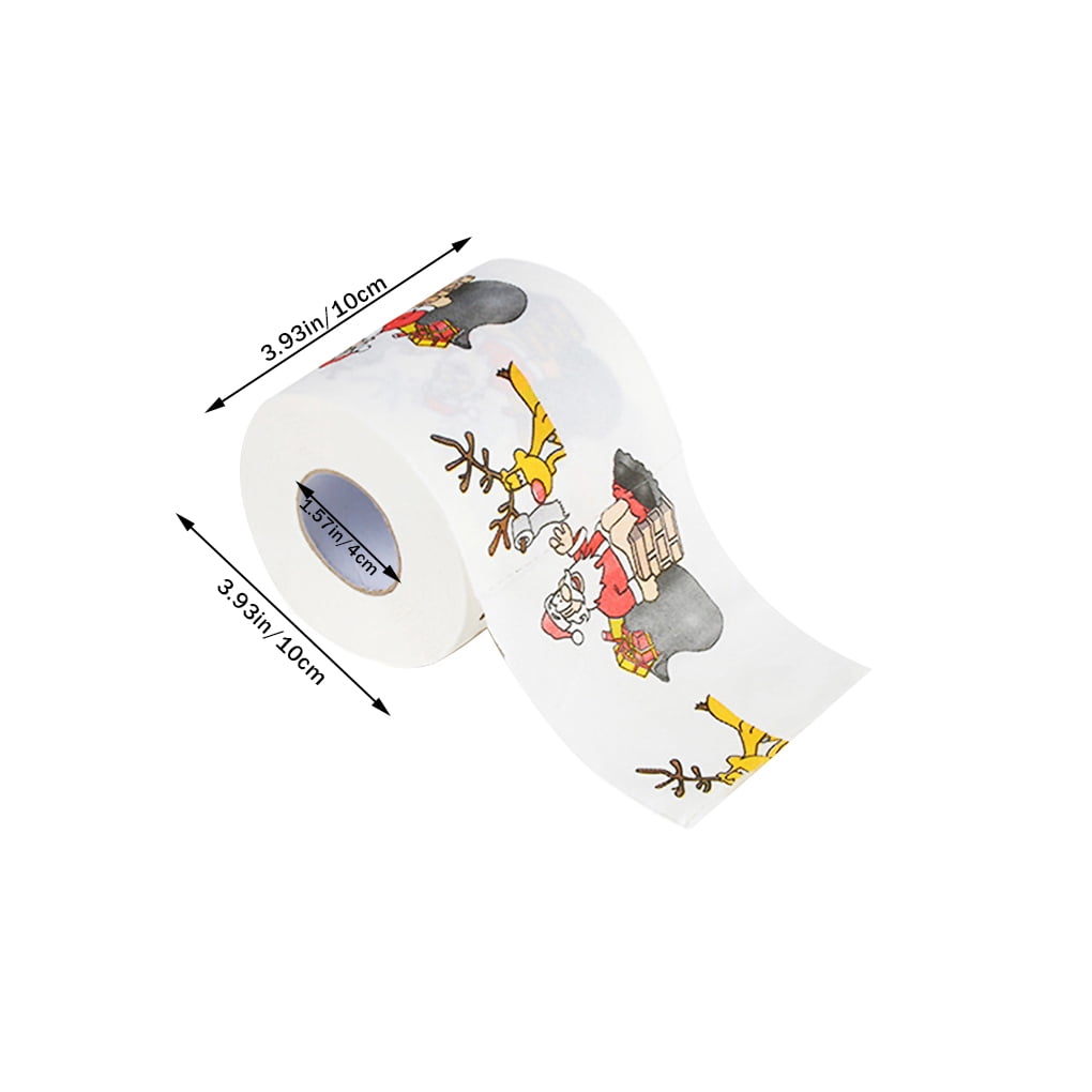 Christmas Theme Printed Toilet Paper Christmas toilet Home Hotel Bathroom Roll Paper Tissue Holiday Decor, Santa, 10x10cm