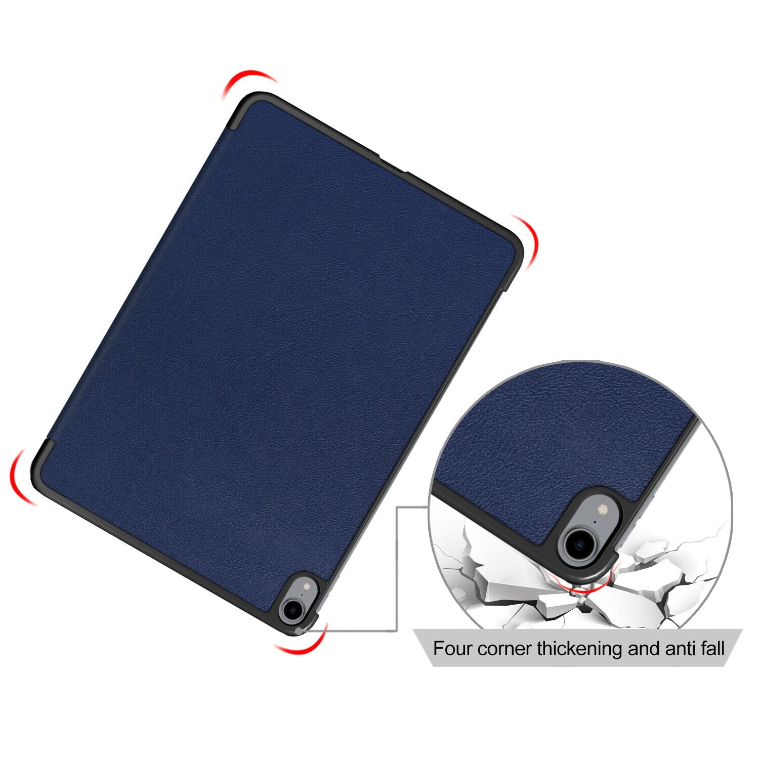 EpicGadget iPad Air 5 Case (5th Gen 2022)/ iPad Air 4 Case (4th Gen 2020) 10.9 with 2 PCS Tempered Glass Screen Protector for 10.9-inch iPad Air, Smart Cover Support Apple Pencil Charging (Navy Blue)