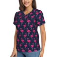thumbnail image 2 of Wukai Cute Flamingo Classic V-Neck T-Shirt for Women: Comfortable, Stylish, and Versatile Wardrobe Essential-Large, 2 of 7