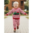 thumbnail image 3 of BemeyourBBs Toddler Baby Boy Valentines Day Outfits Truck Heart Embroidered Long Sleeve Sweatshirt with Stripe Pants Set Spring Fall winter Clothes, 3 of 8