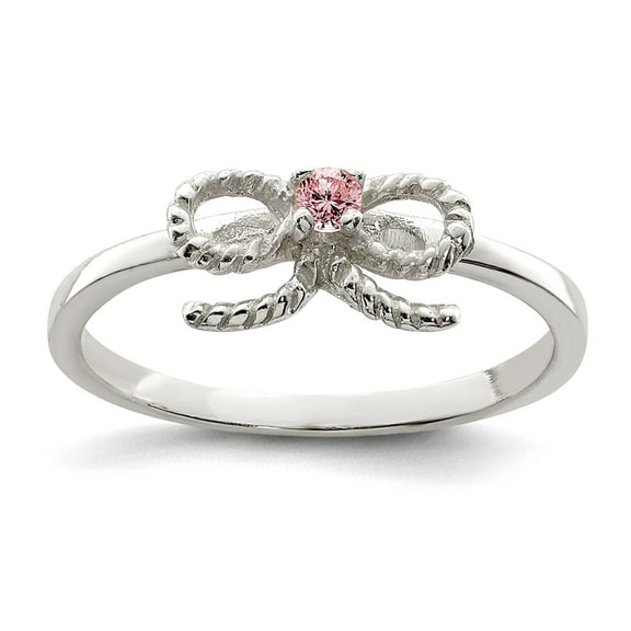 925 Sterling Silver Polished Pink Cubic Zirconia Bow Ring Size 3 5.8mm Wide Ring
