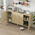 thumbnail image 4 of 70 Inch Natural Rattan Buffet Cabinet with Storage, 4-Door Sideboard with Adjustable Shelves for Kitchen, Living Room, Dining Room, Easy Assembly and Durable Design, 4 of 9