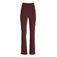 thumbnail image 6 of ZHYou No Boundaries Women Pull On Straight Leg Dress Pants,High Waisted Slacks with Pockets Belt Loops for Business Casual Wear ,Wine,Size L, 6 of 7
