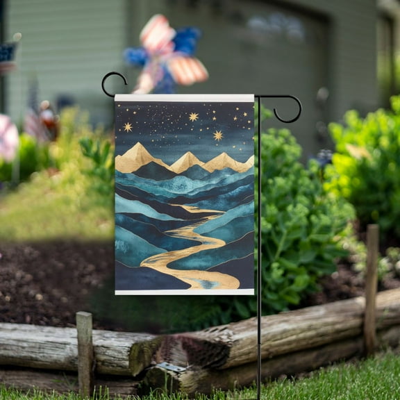 Yayeee Garden Flag 12" x 18" Double Sided Outdoor Yard Lawn Holiday Decorations, Dark Mountains
