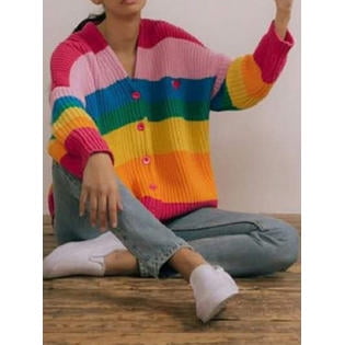 rainbow cardigan sweater