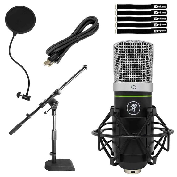 Mackie EM-91CU EleMent Series USB Condenser Microphone with Desk Combo Boom Stand Package