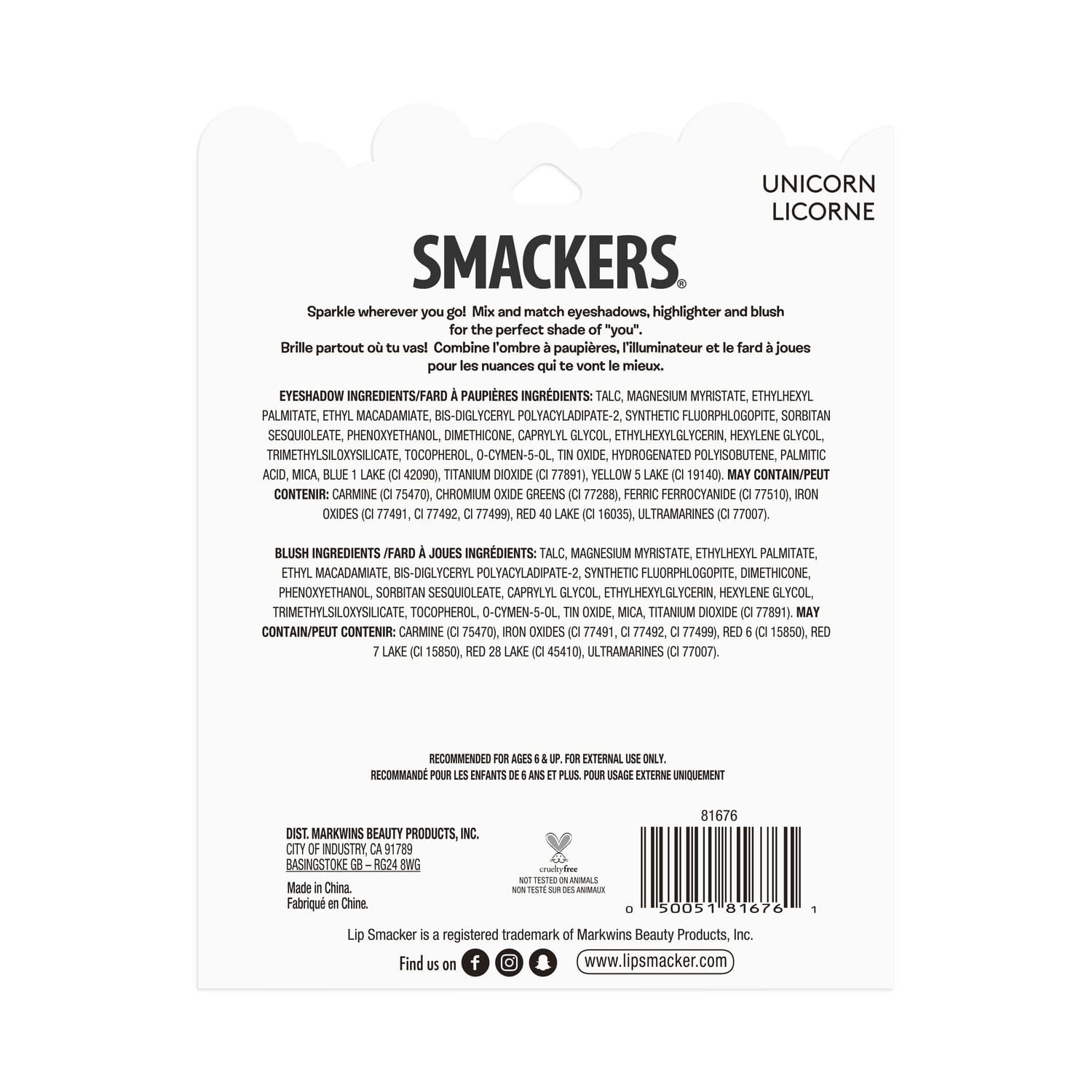 Sparkle & Shine Makeup Palette - Unicorn Palette, Lip Smacker Glitter Makeup Palette