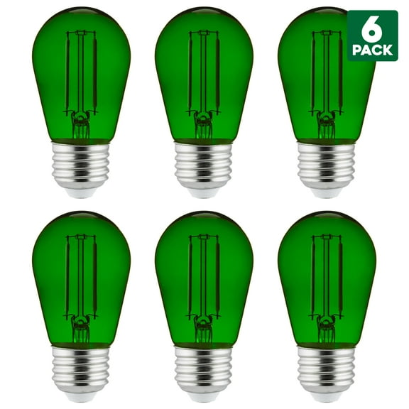 6-Pack of Sunlite LED Transparent Green Colored Medium Base (E26) Bulb - Parties, Decorative, and Holiday 15,000 Hours Average Life