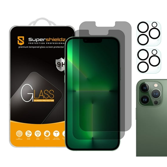 (2 Pack) Supershieldz (Privacy) Anti-Spy Designed for Apple iPhone 13 Pro Max (6.7 inch)   Camera Lens Tempered Glass Screen Protector, Anti Scratch, Bubble Free