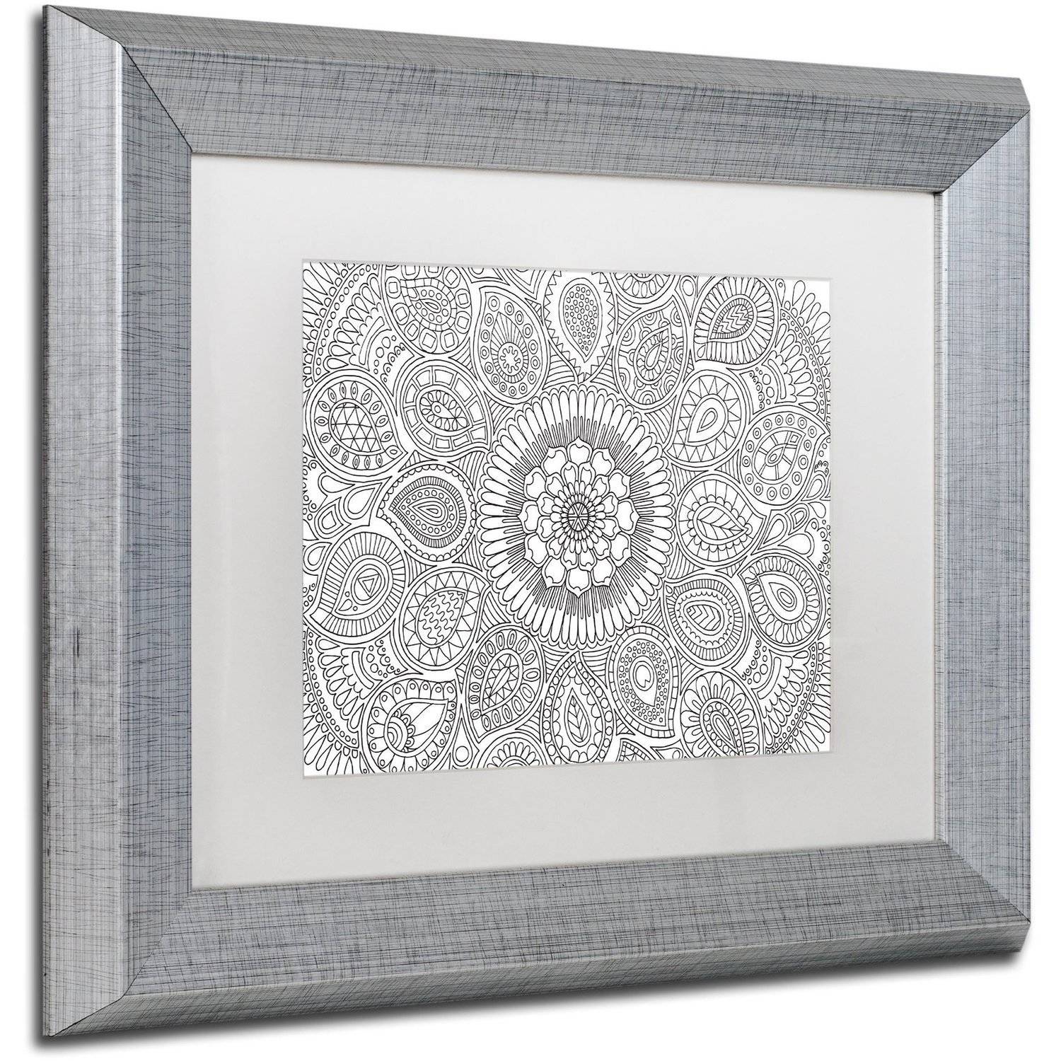 Trademark Fine Art "Paisley Mandala" Canvas Art by Hello Angel, White Matte, Silver Frame