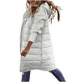 thumbnail image 6 of Womens Quilted Cotton Vest Coat Winter Hooded Sleeveless Zip up Long Puffy Jacket Warm Thick Coats with Pockets (XL, White), 6 of 8
