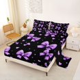 thumbnail image 2 of Erosebridal Watercolor Bowknot Bed Sheets for Girls, Purple Love Heart King Sheets for Women, 4pcs, 2 of 6