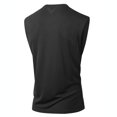 thumbnail image 5 of Men's Solid Crew Neck Wide Shoulder Mesh Sleeveless Tank Top, Breathable Casual Summer Athletic Muscle Gym Vest Black, 5 of 9