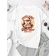 thumbnail image 2 of Camiseta navideña con estampado gráfico de Papá Noel para mujer, informal, de cuello redondo y manga corta, de punto de algodón con elasticidad media, ideal para todas las estaciones, ideal para depor, 2 of 7