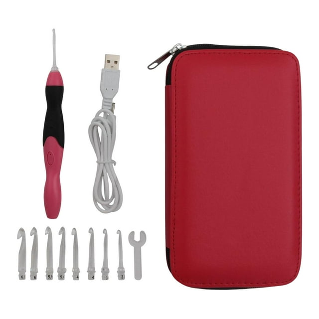yuksok Ensemble de 9 Tailles de Crochets au Crochet Éclairés - Crochets au Crochet Lumineux, Crochet Rechargeable Rouge