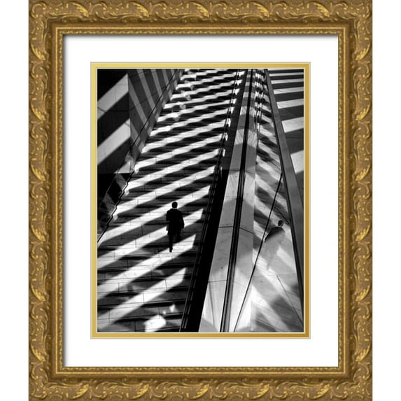 Ezequiel59 20x24 Gold Ornate Wood Framed with Double Matting Museum Art Print Titled - Walking Light and Shadows