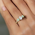 thumbnail image 4 of Gem Stone King 18K Yellow Gold Plated Silver 3-Stone Ring Set with Oval Moissanite and Mystic Topaz (2.12 Cttw, Size 8), 4 of 6