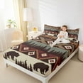 thumbnail image 4 of jejeloiu Wild Animals Bear Full Size Sheets,Retro Geometric Rhombus Bed Sheets For Men Women 4pcs, 4 of 7